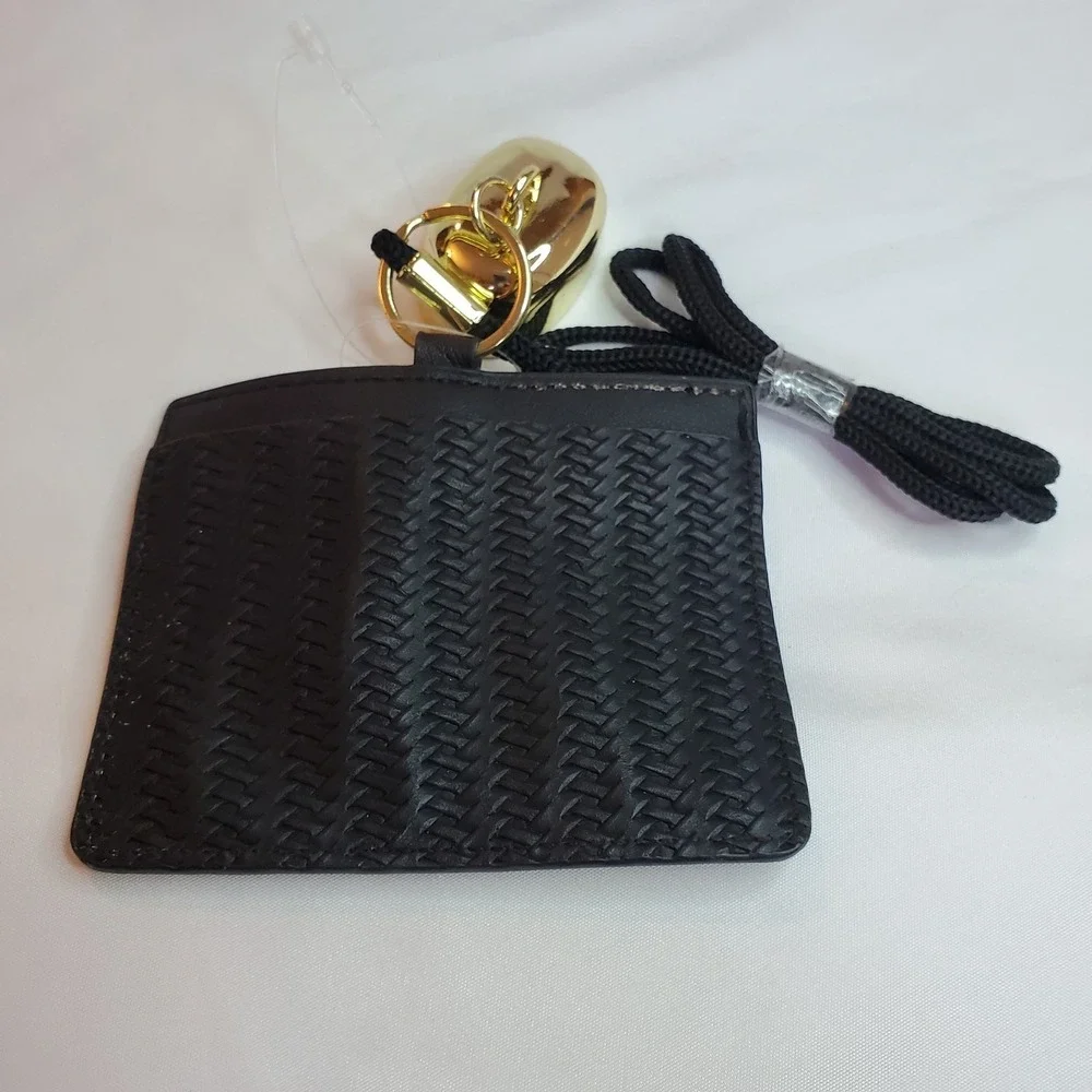 Bath & Body Works Woven Black‎ ID Card Lanyard WEARABLE PocketBac Holder, NEW